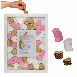 Out Of The Blue Cadre Photo à Messages Coeurs En Bois -Cadeau boutique cadre photo a messages coeurs en bois 2