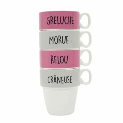 Coffret De 4 Tasses à Café "Greluche, Morue..." -Cadeau boutique coffret de 4 tasses a cafe greluche morue 3