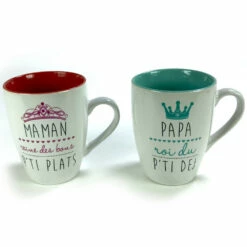 Coffret Mugs Papa Roi Et Maman Reine -Cadeau boutique coffret mugs papa roi et maman reine 3