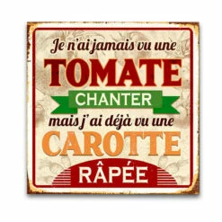 Plaque Métal Humour Tomate-Carotte -Cadeau boutique plaque metal humour tomate carotte 2