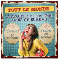 Plaque Métal Joie Au Bureau -Cadeau boutique plaque metal joie au bureau 1