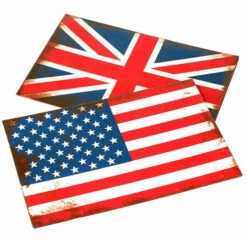 2 Plaques Métal Vintage Drapeau -Cadeau boutique plaques metal vintage drapeau 2