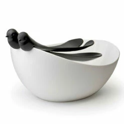 Saladier Couverts Oiseaux. 5 Saladier Couverts Oiseaux. -Cadeau boutique saladier couverts oiseaux 1