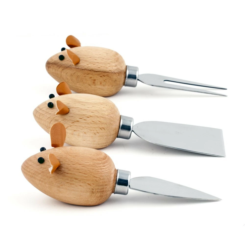 KIKKERLAND Set De 3 Couteaux à Fromage Souris 4 KIKKERLAND Set De 3 Couteaux à Fromage Souris – Image 2