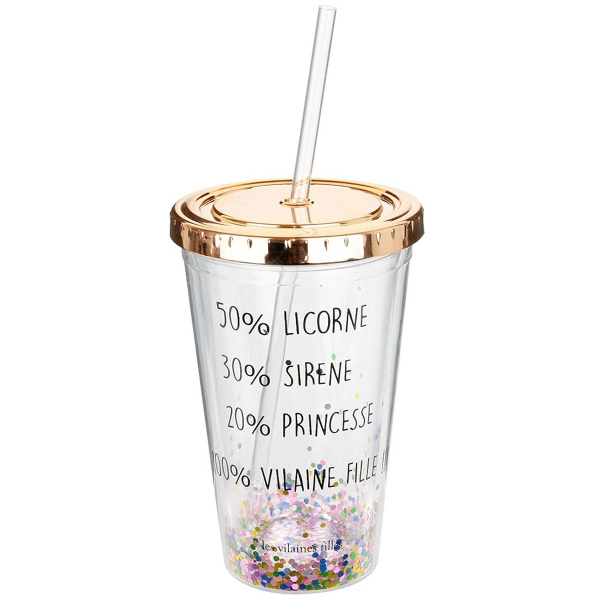 Verre à Paillettes Avec Paille 100% Vilaine Fille 5 Verre à Paillettes Avec Paille 100% Vilaine Fille – Image 3